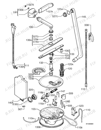 Взрыв-схема посудомоечной машины Zanussi DW4936 - Схема узла Hydraulic System 272